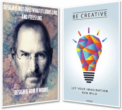 Combo Set of 2 Steve Jobs Creative Quotes Poster | Motivational Inspirational Quotes for Home Office (12x18 inches, Multicolor, 2 Prints Set, Unframed) Fine Art Print(18 inch X 12 inch, Rolled)