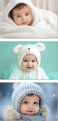 Set of 3 Cute baby Poster | Poster for Pregnant Women | HD Baby Wall Poster for Room Decor, Multicolour, 12 x 18 Inch Paper Print(18 inch X 12 inch, Framed)