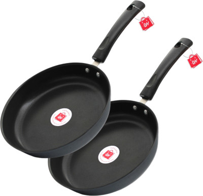 LAZYwindow Premium Quality Nonstick (Base Gray) Fry Pan 22 cm diameter 1 L capacity(Hard Anodised, Non-stick, Induction Bottom)