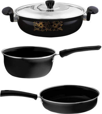 cookpro Cookpro Deluxe Non-stick(Natural Iron) Best Kitchen Cookware Set Of 4 Induction Bottom Non-Stick Coated Cookware Set(Cast Iron, 4 - Piece)