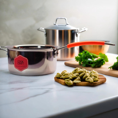 COOKCRAFT Premium Heavy Gauge Stainless Steel Milk Pan/Saucepan/Tea Pan Sauce Pan Sauce Pan 16 cm diameter 1 L capacity(Stainless Steel, Induction Bottom)