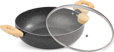BERGNER Earth Black Non-Stick Induction Bottom Kadhai 20 cm diameter with Lid 2.3 L capacity(Aluminium, Non-stick, Induction Bottom)