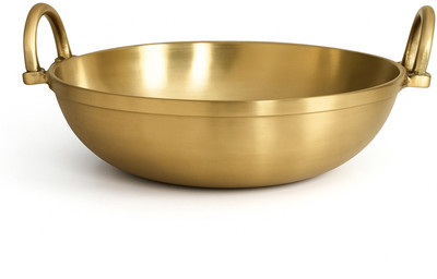 Unity Handicrafts Brass Kadai No.9, Traditional Ptal Kadhai for Indian Kitchen Deep & Stir Frying Kadhai 25 cm diameter 3 L capacity(Brass)