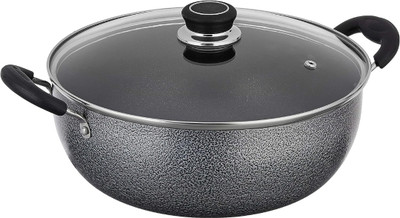MITHALI Kadhai 24 cm diameter with Lid 2.4L capacity (Aluminium, Non-stick) Kadhai 26 cm diameter with Lid 2.6 L capacity(Aluminium, Non-stick)