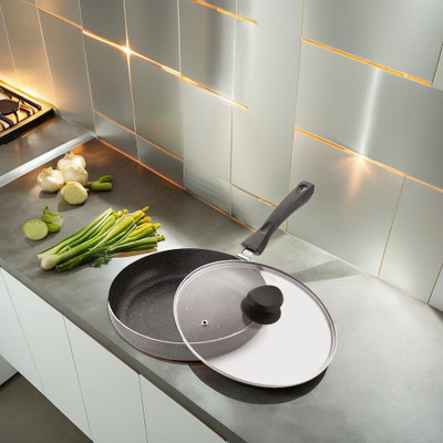 iVBOX Max-Pro Induction Non-Stick With Outer Hard-Stone Coating Fry Pan 24 cm diameter with Lid 1.5 L capacity(Aluminium, Non-stick, Induction Bottom)
