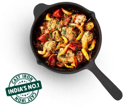 The Indus Valley Premium Cast Iron Pre-seasoned Skillet | Very Small 6 inch Fry Pan 15 cm diameter 0.5 L capacity(Cast Iron, Induction Bottom)