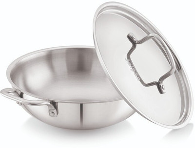 Jaipan Jaipan Triply Kadhai With SS Lid Kadhai 20 cm diameter with Lid 1.5 L capacity(Triply, Non-stick, Induction Bottom)