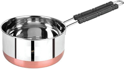 Duodeno Duodeno Duodeno Stainless Steel Copper Bottom Sauce Pan with Handle Sauce 3L Sauce Pan 28 cm diameter with Lid 3 L capacity(Steel, Non-stick, Induction Bottom)