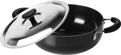 Sumeet 3mm Hardanodised Deep kadhai with S.S. Lid. No. - 9 16cm Dia. Kadhai 16 cm diameter with Lid 0.75 L capacity(Hard Anodised)