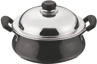 VINOD Black Pearl Hard Anodised Handi with Stainless Steel Lid Handi 3 L with Lid(Hard Anodised, Non-stick, Induction Bottom)