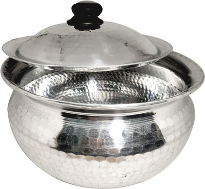 bartan hub Aluminium Hammered Finish Handi/Sipri With Lid Biryani Rice Cooking Pot Handi 3.5 L with Lid(Aluminium)