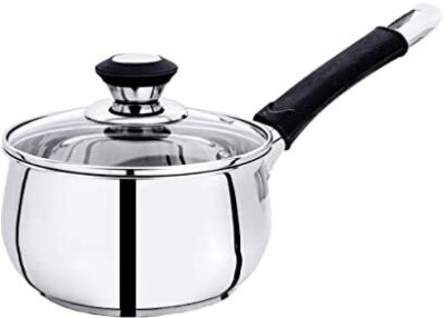 Praylady Ecstasy Series 3 Ply Base Sauce Pan | Sauce Pan with Glass Lid Sauce Pan 18 cm diameter with Lid 2.8 L capacity(Stainless Steel, Induction Bottom)