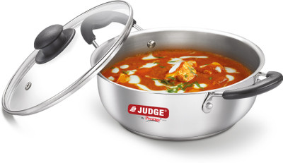 Judge Classic SS Gas and Induction Compatible Kadhai 24 cm diameter with Lid 3 L capacity(Stainless Steel, Induction Bottom)
