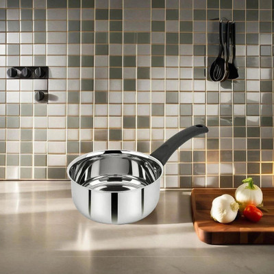 BluNeo Tea Maker/Milk Pan/Tapeli/Patila/Pot Pan/Bhagona with Strong Bakelite Handle Sauce Pan 14 cm diameter 1 L capacity(Stainless Steel)