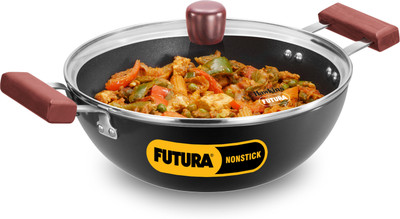 Hawkins Futura Deep Kadhai with Glass Lid (INK30G) Kadhai 24 cm diameter with Lid 3 L capacity(Hard Anodised, Non-stick, Induction Bottom)