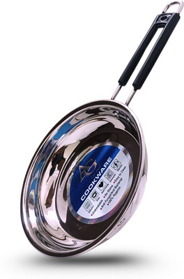AG Steel AG Steel Fry Pan 22 cm diameter with Lid 1 L capacity(Stainless Steel, Non-stick, Induction Bottom)