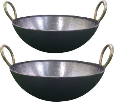 SHINI LIFESTYLE Heavy Base Iron Kadhai Loha Kadhai 32cm,30cm Kitchen Karahi Kadhai 32 cm diameter 4 L capacity(Iron)