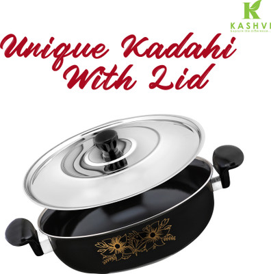 Cook Pro Best Cast iron Kadai Kadhai 26 cm diameter with Lid 3.5 L capacity(Cast Iron, Non-stick, Induction Bottom)