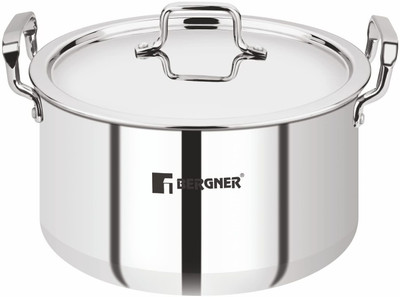 BERGNER Tripro TriPly Stainless Steel Cook and Serve Casserole / Biryani Pot / Handi Pot 20 cm diameter 3.5 L capacity with Lid(Triply, Induction Bottom)