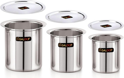 GALOOF Stainless Steel Milk Pot 1L,1.3L,1.7L with Lid | Gas Stove Compatible Cookware Tope Set with Lid 1 L, 1.3 L, 1.7 L capacity 10 cm, 11 cm, 12 cm diameter(Stainless Steel)