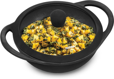 Hawkins Futura 1.5 L Cast Iron Kadhai, Naturally Nonstick Kadai with Glass Lid (CIK15G) Kadhai 20 cm diameter with Lid 1.5 L capacity(Cast Iron, Non-stick, Induction Bottom)