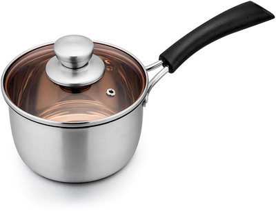 arkit Induction Base Fry Pan With LID / Saucepan / Tea Bowl / Boiling Pot Milk Pan 17 cm diameter with Lid 2 L capacity(Stainless Steel, Non-stick, Induction Bottom)
