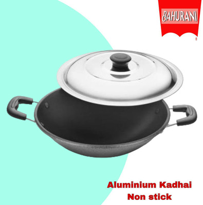 BAHURANI Aluminium 1.5 l non stick kadhai with lid included _217 Kadhai 22 cm diameter with Lid 1.5 L capacity(Aluminium, Non-stick)