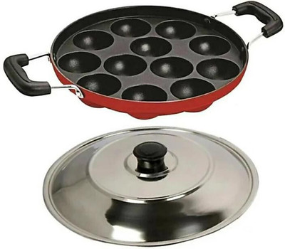 Hriday NEW2025-REDAPPAM0008785 with Lid 1 L capacity 25 cm diameter(Aluminium, Non-stick)