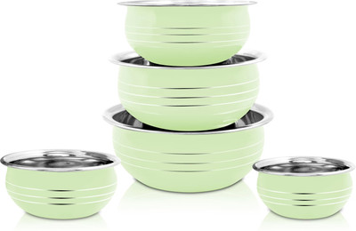 Redific Stainless Steel Colour Handi/Cookware Set/Serving Bowl/Utensils Set of 5 Handi 4.2 L(Stainless Steel, Non-stick)