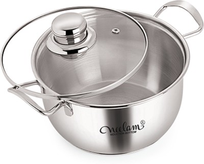 NEELAM Induction Base Cookware Pot 22 cm diameter 2 L capacity with Lid(Stainless Steel)