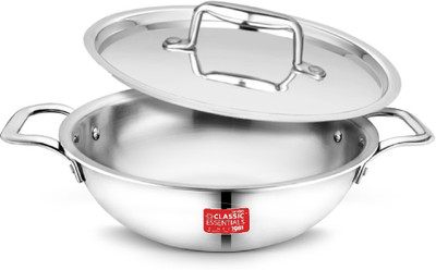 Classic Essentials Induction Bottom Triply Stainless Steel Cookware Kadhai 24 cm diameter with Lid 2.5 L capacity(Triply, Non-stick, Induction Bottom)