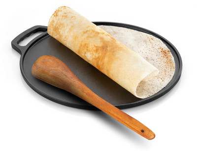 Lifelong Pre - Seasoned Cast Iron Tawa with Wooden Spatula, Naturally Non Stick Tawa 26 cm diameter(Cast Iron, Induction Bottom)