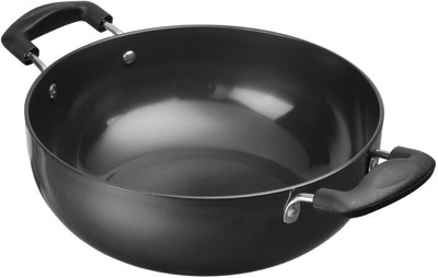 VINOD Black Pearl Hard Anodised Non Stick Deep Kadhai 24 cm diameter 4.1 L capacity(Hard Anodised)
