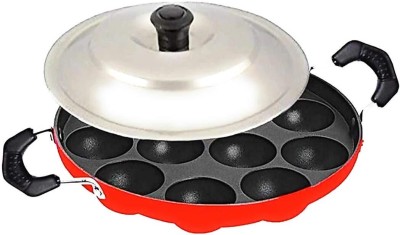 UNDERZONE 12 cavities Appam Maker/Appa Chetty Paniyaram/Pan/Patra/Tawa with SS Lid Paniarakkal with Lid 0.5 L capacity 22 cm diameter(Aluminium, Non-stick, Induction Bottom)