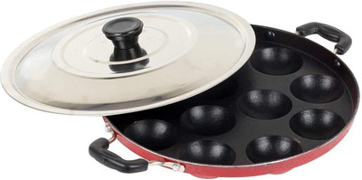 Kitchen Xpress Pancake Pan 33 cm diameter with Lid 1 L capacity(Stainless Steel, Non-stick, Induction Bottom)