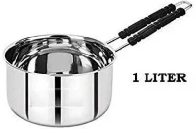 Salasar Stainless Steel Sauce Pan,Flat Base Sauce Pan,Tea Pot Cookware with Handle Pot 15 cm diameter 1 L capacity(Stainless Steel, Induction Bottom)
