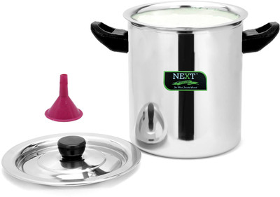 Next Future Stainless Steel Milk Boiler/ Pot/ Cooker, Double Wall, 2 Litre Pot 18 cm diameter 2 L capacity with Lid(Stainless Steel)