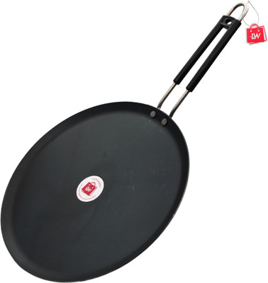 LAZYwindow Induction base flat Iron Tawa with insulated handle (25cm) Tawa 26 cm diameter(Iron, Induction Bottom)