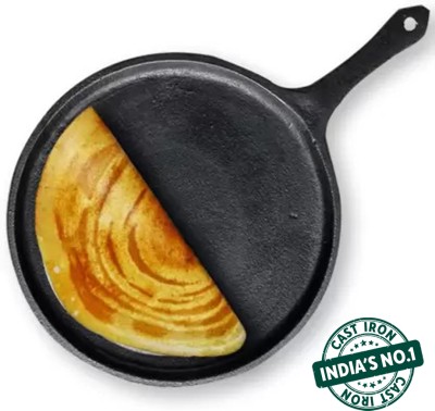 The Indus Valley Pre-Seasoned Cast Iron Dosa Tawa with Handle - 2Kg, Tawa 25 cm diameter(Cast Iron, Induction Bottom)