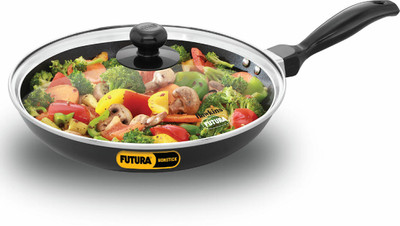 Hawkins Futura 24cm Frying Pan with Lid, Black (INF24G) Fry Pan 24 cm diameter with Lid 1.5 L capacity(Aluminium, Non-stick, Induction Bottom)