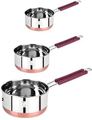 Thathera Stainless Steel Heavy Guage Round Copper Bottom Multipurpose Unbreakable Sauce Pan,Milk Pan,Tea Pan, Flat Base Sauce Pan ,Sauce Pot Cookware with Handle. Sauce Pan 9.5 cm diameter with Lid 4.5 L capacity(Stainless Steel, Copper)