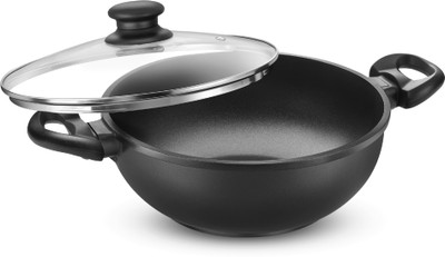 Prestige Omega Die Cast Plus Kadhai 24 cm diameter with Lid 3 L capacity(Aluminium, Non-stick, Induction Bottom)