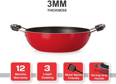 Rasoiya 240 Dia 2.6 MM Tickness Without Lid Raglure base Kadhai 240 cm diameter 1.75 L capacity(Aluminium, Non-stick)