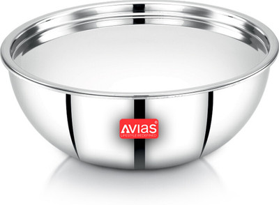 AVIAS Riara Triply | 5 Years Warranty | Kadhai, 3 Layered Cookware, 2.5mm Thickness Tasla with Lid 1.5 L capacity 20 cm diameter(Stainless Steel, Induction Bottom)