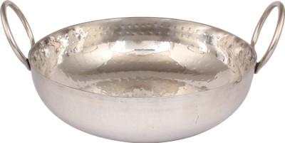 Gyarsilal's Stainless Steel Heavy Base Hammered Hand Made Kadhai 5 Litre Kadhai 30 cm diameter 5 L capacity(Stainless Steel)