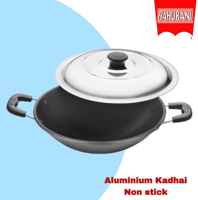 BAHURANI Aluminium 1.5 l non stick kadhai with lid included _218 Kadhai 22 cm diameter with Lid 1.5 L capacity(Aluminium, Non-stick)