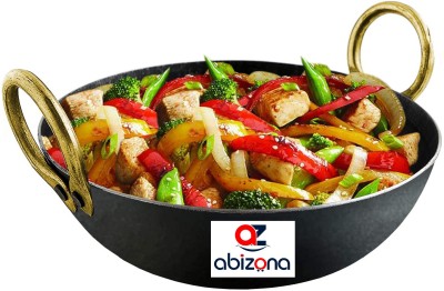 abizona Cast Iron Kadai Kadhai For Cooking Deep Frying Pan (Black, Medium-24cm-1500ml) Kadhai 24 cm diameter 1.5 L capacity(Iron, Non-stick, Induction Bottom)