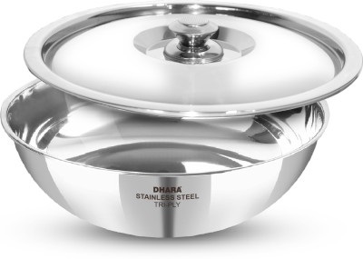 Dhara Stainless Steel Gas And Induction Base Triply Tasla with Lid 4.5 L capacity 30 cm diameter(Stainless Steel, Induction Bottom)