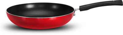 NAVRANG NAVRANG NONSTICK FRY PAN 220MM INDUCTION BASE, RED, 1.5 LTR Fry Pan 22 cm diameter 1.2 L capacity(Aluminium, Non-stick, Induction Bottom)