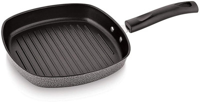 JIGGL Aluminium Grill Pan Multi Snack Large Pan Kadai Multipurpose use 3 Layer K1 Grill Pan 22.5 cm diameter 1 L capacity(Aluminium, Non-stick)
